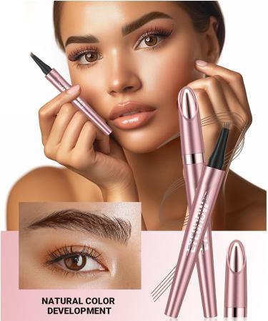 Eyebrow Pencil With 4 Fork Tip Easily Create Long-lasting Natural Eyebrow Makeup 3D Microblading Eyebrow Pencil Waterproof & Stain Resistance Eyebrow Pen (Black) - Buy Online on GoSupps.com