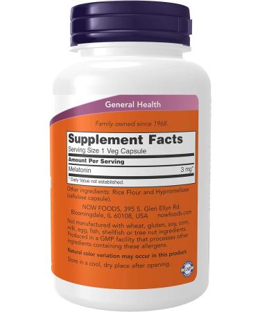NOW Melatonin 3mg 180 Veg Capsules - Healthy Sleep Support & Free Radical Scavenger - Buy Online on GoSupps.com