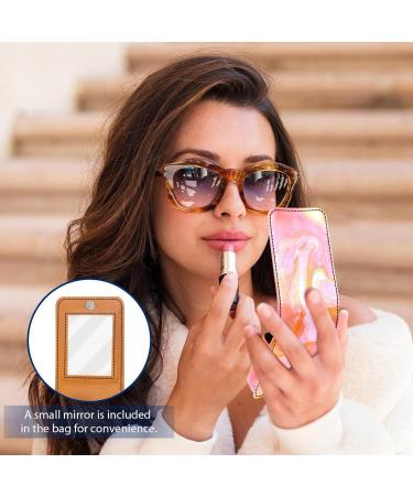 Buy Stylish Leather Lipstick Case with Mirror | Mini Lip Gloss Organizer Abstract Watercolor Orange - Buy Online on GoSupps.com