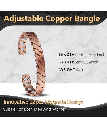 Jeracol Copper Magnetic Bracelet for Women & Men - Adjustable Size Cuff Bangle with 3500 Gauss Magnets - Solid Copper, Weave Design - Gift Box Included - Buy Online on GoSupps.com