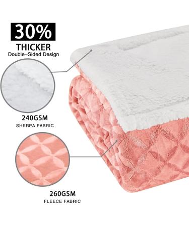 Sherpa Queen Size Pink Throw Blanket 90x90 - Cozy & Soft Fleece Blanket for Couch, Sofa, Bed - Reversible & Fluffy - Plush Brushed Finish - Buy Online on GoSupps.com