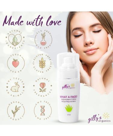 Buy Gilly's Organics Organic Face Cream - USA Made Anti-Aging Moisturizer with Aloe & Hyaluronic Acid | Natural Neck & Eye Skin Care - Buy Online on GoSupps.com