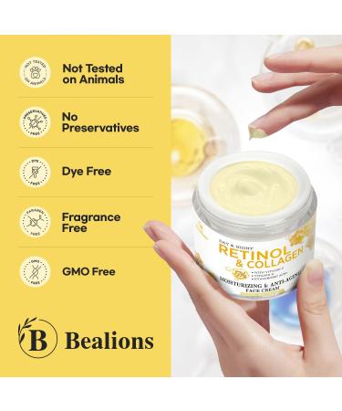 Retinol Cream for Face Anti Aging: Wrinkle Cream for Face Neck with Collagen Hyaluronic Acid - Night Moisturizer for Men Women - Facial Skin Care Gift for Mom Dad Sister Light Yellow 1.7 Fl Oz (Pack of 1) - Buy Online on GoSupps.com