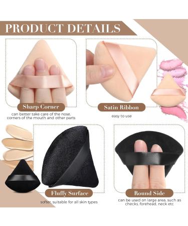 Triangle Makeup Sponge Set - 4 Pcs Cosmetics Face Powder Puff for Foundation - Soft Velvet Body Cushion Pads in Black Nude - Buy Online on GoSupps.com