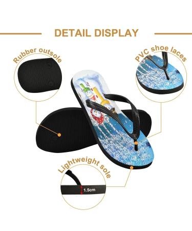 Mnsruu Christmas Flip-Flops - Snowman & Snowflakes Sandals for Men & Women | XS Multicolored Travel Slippers for Hotel & Spa - Buy Online on GoSupps.com