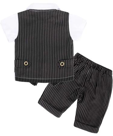 AmzBarley Baby Boys Gentleman Outfit Suit | Kids Tuxedo Romper Set with Bowtie | Black | 3-4 Years - Buy Online on GoSupps.com