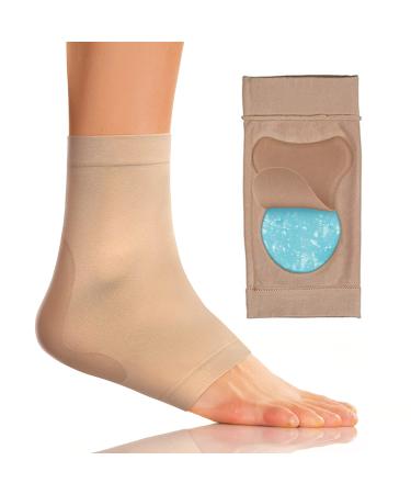 Medipaq Gel Heel & Ankle Support Sock - Single Support of Achilles Tendonitis Support - Heel & Ankle Support for Ligament Damage - Sprained Ankle Support Socks for Women & Men - Ankle Sleeve Support Achilles & Heels