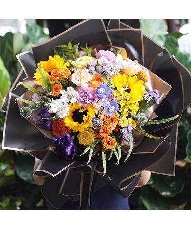 Jutieuo Waterproof Flower Wrapping Paper - 20 Sheets, 22.8x22.8 inch, Black - Floral Bouquet Supplies with Ribbon - Buy Online on GoSupps.com