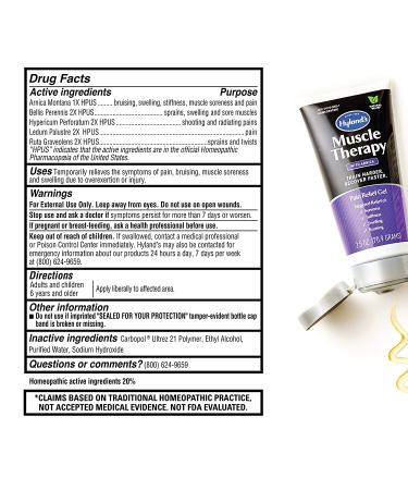 Bundle of Hyland's Muscle Therapy Gel Relief of Pain Swelling Bruising Soreness and Stiffness 2.5 Oz and Arnica Montana 30x Tablets Relief of Bruises Swelling and Muscle Soreness 50 Count - Buy Online on GoSupps.com