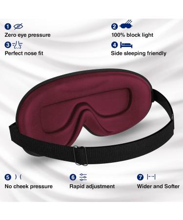 UAMAL 3D Eye Mask Sleep Mask - 100% Blackout Eyelash Extension Sleep Mask for Women & Men - Premium DARK CRIMSON Sleeping Eye Mask - Adjustable Strap Travel Essential - Buy Online on GoSupps.com