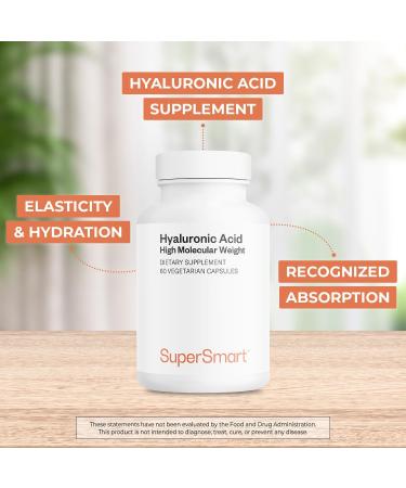 Supersmart Hyaluronic Acid Supplement 300mg per Day (Sodium Hyaluronate) - High Molecular Weight 1.2 Million Daltons | Non-GMO & Gluten Free - 60 Vegetarian Capsules - Buy Online on GoSupps.com