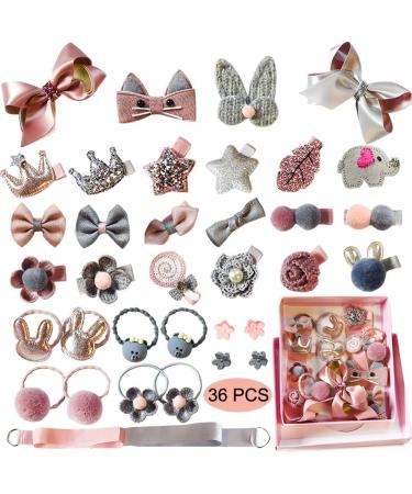 Baby girl's hair clips cute hair loops baby elastic hair tie hair jewelry horse -hitting hair needles set for baby girls teens toddlers 36 pieces (pink) - Buy Online on GoSupps.com