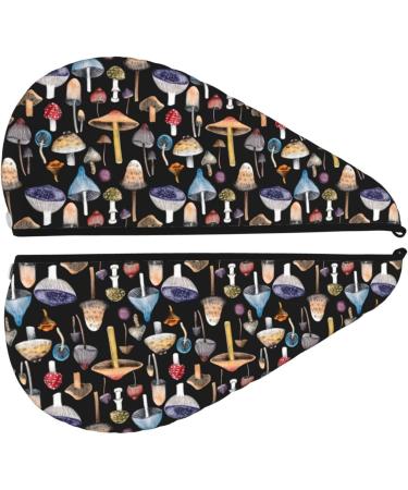 Mushrooms & Autumn Leaves Microfiber Hair Towel - Super Absorbent Coral Velvet Wrap for Women with Long Curly Thick Hair - Quick Dry & Soft - Buy Online on GoSupps.com