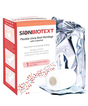 Unna Boot with Zinc and Calamine by Sion Biotext - Compression Bandage Flexible Wrap Maintain Moist Healing Environment for Leg Venous Ulcers Reduce Edema Anti-Itching 4 Inches X 10 Yards (Pack of 3)