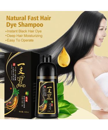 500ml Organic Natural Fast Black Hair Shampoo | Plant Essence Dye for Women Men | Cover Gray & White Hair - Long Lasting Color - Buy Online on GoSupps.com