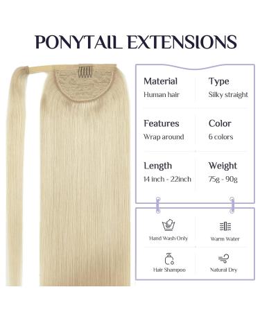 Doores Platinum Blonde Ponytail Hair Extension - 45cm 80g Remy Clip-In Straight Braid - Real Hair #60A - Buy Online on GoSupps.com