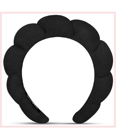 GDFPLXW Bubble Headband  Women's Spa Headband for Washing  Makeup  and Skincare  Non-Slip Puffy Headwear (Bubble Headband-Balck)