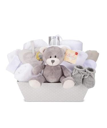 Baby Box Shop - Baby Gifts Newborn Unisex New Born Baby Essentials Baby Hampers Gift Baskets Unisex - Neutral Baby Gifts Unisex Newborn Gifts Newborn Gift Set Unisex Baby Hamper Basket Grey