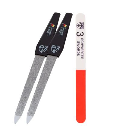 Three swords - sapphire nail files set 2+1 |High quality nail set for manicure and pedicure made in Germany |Contents: 2x sapphire nail file in different sizes and 1x three-way nail polier sapphire nail file 2+1 - Buy Online on GoSupps.com