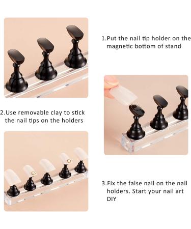 2 Sets Acrylic Nail Display Stand Nail Tip Practice Holder Magnetic Nail Practice Stand Fingernail DIY Nail Art Stand for False Nail Tip Manicure Tool Home Salon Use (Black) - Buy Online on GoSupps.com