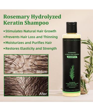 Rosemary Shampoo with Hydrolyzed Keratin for Hair Growth and Thickening - 100ml - Natural Shampoo for Men & Women - Moisturizing and Fortifying Formula (3) - Buy Online on GoSupps.com