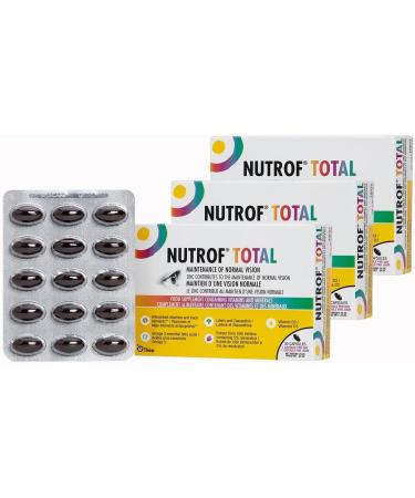 90 Nutrof Total Capsules Eye Health Supplement with Lutein Zeaxanthin Omega 3 and Antioxidants | Daily Dose of Essential Nutrients for Optimal Eye Health | 30 Capsules x 3 Packs (3-Month Supply) 30 count (Pack of 3)