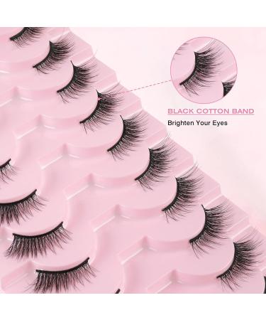 Sixstarhair Wispy Cat Eye Half Lashes Kit - Natural Look False Eyelashes with Glue - 10 Pairs - Corner Accent & Fluffy Wispy Lashes - H76 - Buy Online on GoSupps.com