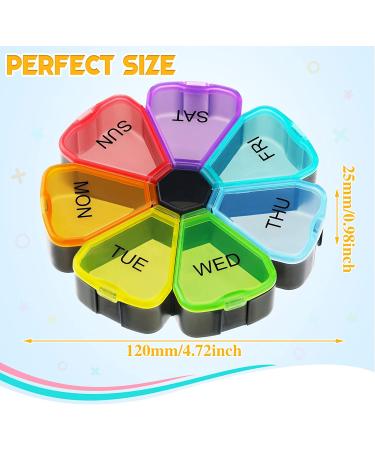 2-Piece Petal Shaped Weekly Pill Organizer - Large Compartments for Fish Oils, Supplements, Medication - Multicolor & Black - Buy Online on GoSupps.com
