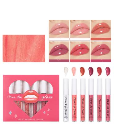 Hydrating Lip Gloss Set 6 Colors Moisturizing Glossy Lip Oil Glow Long Lasting Nourishing Lip Gloss (Set 02)
