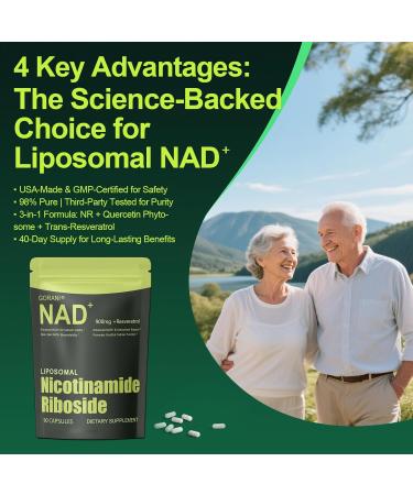 NMNH Supplement Alternative -Liposomal NAD+ & Resveratrol Supplement 90 Capsules Enhanced Absorption Technology for Cellular Health Energy Support & Mental Focus | Non-GMO Gluten-Free - Buy Online on GoSupps.com