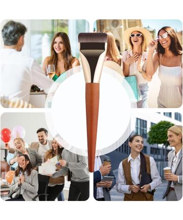 Foundation Makeup Brush - Wooden Handle Highlighter Brush | Face Makeup Tool | Professional Contour Brush | Flat Top Makeup Brushes For Liquid Cream And Powder - Buy Online on GoSupps.com