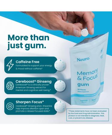 Neuro Focus Set 90 Count Each (Peppermint) Sugar Free Nootropic Chewing Gums with Natural Caffeine L-Theanine B-Vitamins & Ginseng for Energy Alertness & Clarity - Buy Online on GoSupps.com
