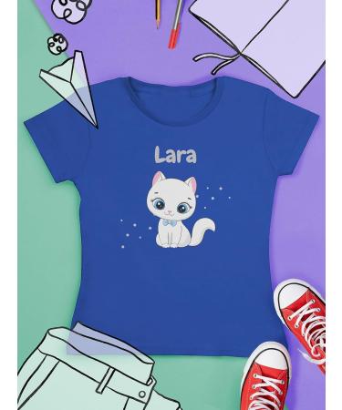 Personalized Cat T-Shirt for Girls - Cute Royal Blue Design | Shirtracer Gift - Buy Online on GoSupps.com