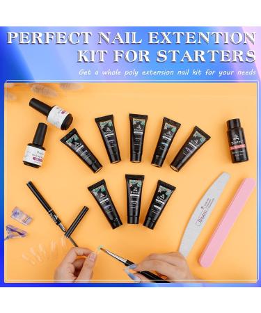 Poly Nail Extension Gel Kit - 8 Colors Builder Poly Nails Gel Set with Glitter, Base Top Coat, French Manicure Set - Perfect Valentine's Day Gift for Beginners - Buy Online on GoSupps.com