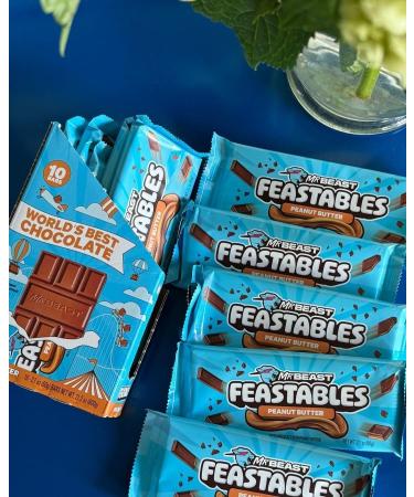 Feastables MrBEAST Feastbales MIlk chocolate with peanut butter pack of 10 bars 600g - Buy Online on GoSupps.com