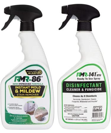 RMR Brands Complete Mold Killer & Stain Remover Bundle - Mold and Mildew Prevention Kit, Disinfectant Spray, Mold and Mildew Stain Remover, Includes 2 - 32 Ounce Bottles