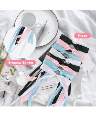 8 Pieces Hair Clip Bow Silky Satin Hair Bows with Long Tail Hair Accessory Women Hair Bow Clip for Hair Decoration Black Pink Blue White - Buy Online on GoSupps.com