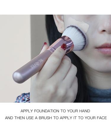 Flat Top Kabuki Foundation Brush for Liquid Makeup - Premium Big Brush with Fiber Bristles for Cream & Powder Makeup - Rose Gold - Buy Online on GoSupps.com