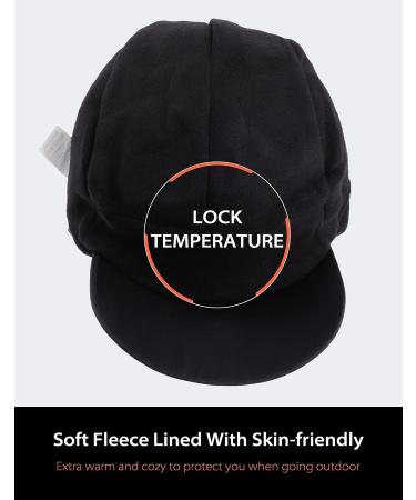 Mwfus Waterproof Fleece Baseball Cap with Ear Flaps - Winter Warm Hat for Men and Women, Outdoor Black - Buy Online on GoSupps.com