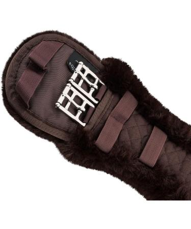 Equinate Anatomical Short Saddle Strap - Synthetic Lambskin Dressage Belt (50/60/70/80cm) - Natural Brown & Black - Buy Online on GoSupps.com