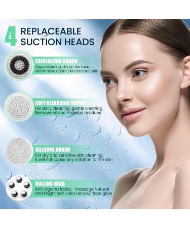 4 in 1 Facial Cleansing Brush - Electric Face Spin Brush with 4 Replacement Heads for Cleaning Exfoliating Massaging (Green) - Buy Online on GoSupps.com