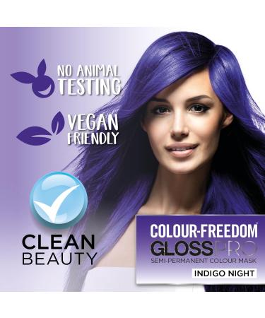 Colour-Freedom Gloss Pro Indigo Semi-Permanent Hair Colour 150ml - Vegan Colour Mask with PurePlex | Ammonia Free, Lasts 6-10 Washes - Buy Online on GoSupps.com