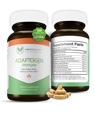 Adaptogen Immune Adaptogens Supplements Ashwagandha Supplements with Siberian Ginseng Astragalus Root and More - Promotes Healthy Body Functioning - Stress Relief Supplement 120 Capsules