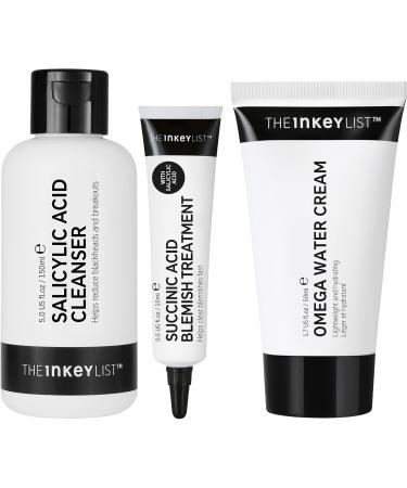 The INKEY List | Back To Basics: Your Breakout Recipe | Clear Skin Starter Kit | Salicylic Acid Cleanser | Omega Water Cream | Succinic Acid Blemish Treatment | Suitable for All Ages - Buy Online on GoSupps.com