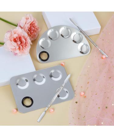 Penubuy Stainless Steel Makeup Palette Set with Spatula Tool - Professional Cosmetic Mixing Palette for Pigment Blending (2 Pieces) - Buy Online on GoSupps.com
