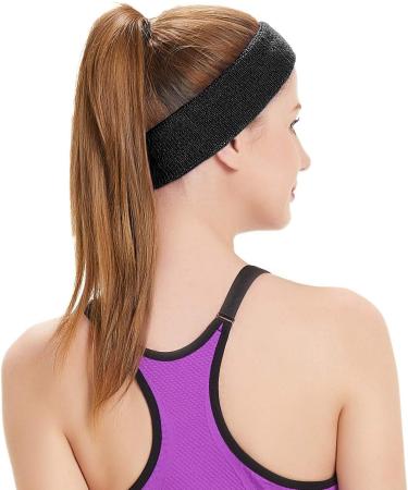 HANERDUN Sports Headband for Men & Women - Terry Cloth Sweatbands for Running Cycling Jogging Tennis Football - Yellow - Buy Online on GoSupps.com