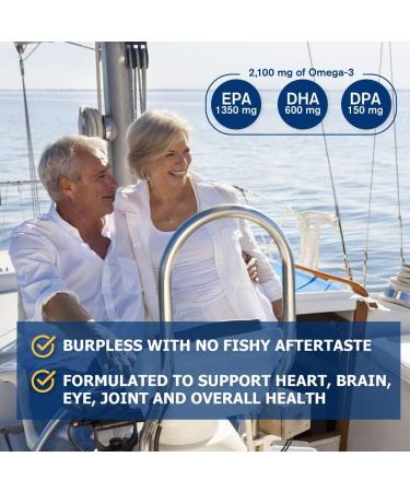 Oceanblue Omega-3 2100 Triple Strength Burpless Fish Oil Supplement | High-Potency EPA, DHA, DPA | Wild-Caught Orange Flavor | 120 ct (60 Servings) | New Packaging - Buy Online on GoSupps.com