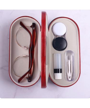 2 in 1 Glasses & Contact Lens Case - Portable Red Travel Container with Mirror | Perfect for International Shipping - Buy Online on GoSupps.com