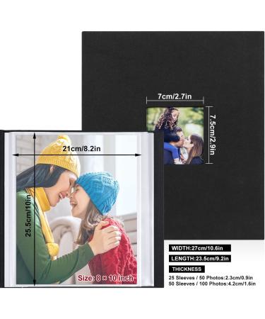 Linen Cover 8x10 Photo Album with 50 Pockets for Top Load Vertical 8x10 Pictures - Acid-Free, Small Capacity (Black) - Buy Online on GoSupps.com