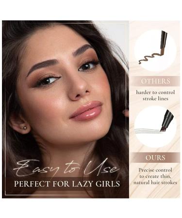 Anjoize 4-Tip Microblade Brow Pen 2023 - Waterproof Precision Eyebrow Makeup for Long-Lasting Fine Strokes (2PCS Dark Brown) - Buy Online on GoSupps.com